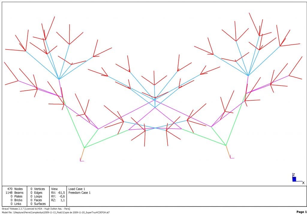 Tensile Cable Tree Generated with the API Scripts (for a 24m Wide Glass Box Structure)